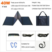 Load image into Gallery viewer, 40W Solar Panel Portable Folding Bag Solar Charger Outdoor Power Supply for Mobile Phone Power Generator