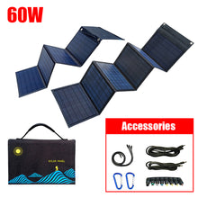 Load image into Gallery viewer, 60W Solar Panel Portable Folding Bag Outdoor Power Supply for Mobile Phone Power Generator