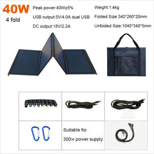 Load image into Gallery viewer, 40W Solar Panel Portable Folding Bag Solar Charger Outdoor Power Supply for Mobile Phone Power Generator
