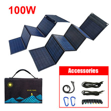 Load image into Gallery viewer, 100W Solar Panel Portable Folding Bag Outdoor Power Supply for Mobile Phone Power Generator
